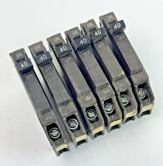 GE **LOT OF 6** THQP140 - CIRCUIT BREAKERS -  1 POLE, 40 A, 240 VAC0