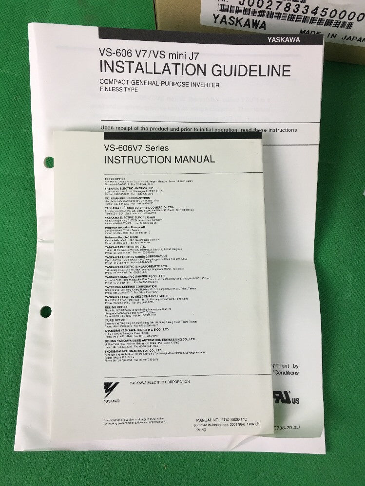 YASKAWA V7N DRIVE CIMR-V7WU21P5 VARISPEED 230V 8A 3HP V7N1