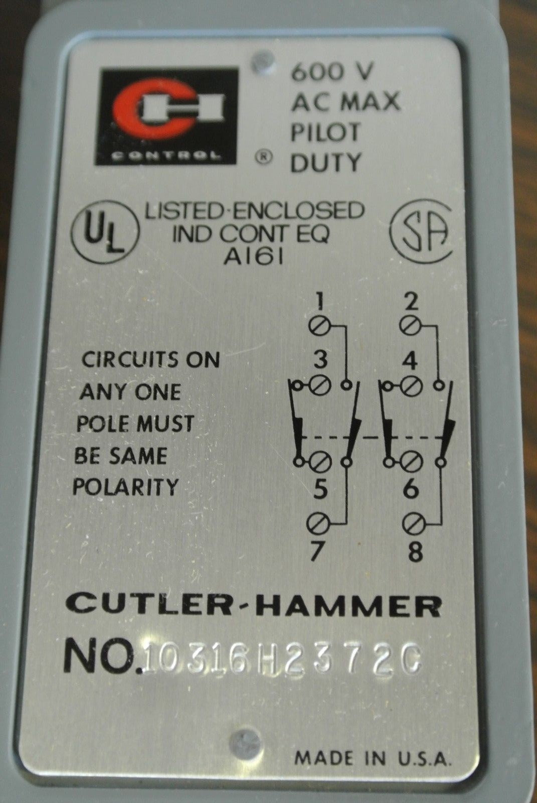 CUTLER-HAMMER 10316H2372C - OILTIGHT LIMIT SWITCH - 1 N.O., 1 N.C. - NEW SURPLUS5