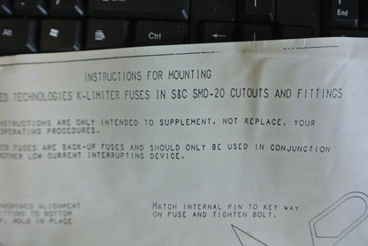 COMBINED TECHNOLOGIES 83K140 K-LIMITING FUSE / 1500A MIN. INT / NEW SURPLUS9
