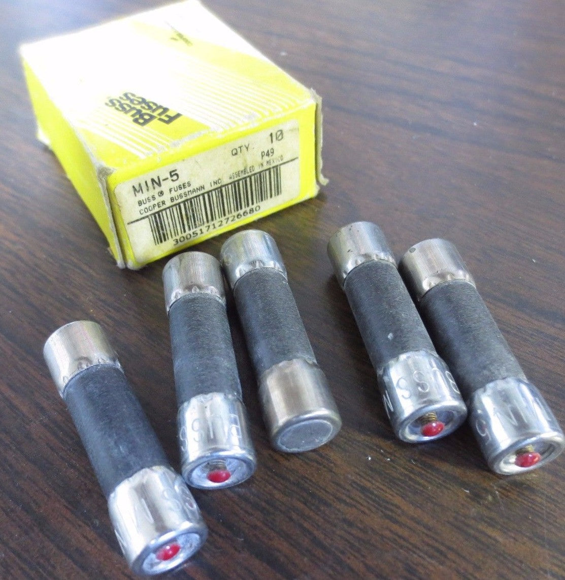 COOPER BUSSMANN MIN-5 FUSES - 5A - LOT of 5 - NEW SURPLUS0