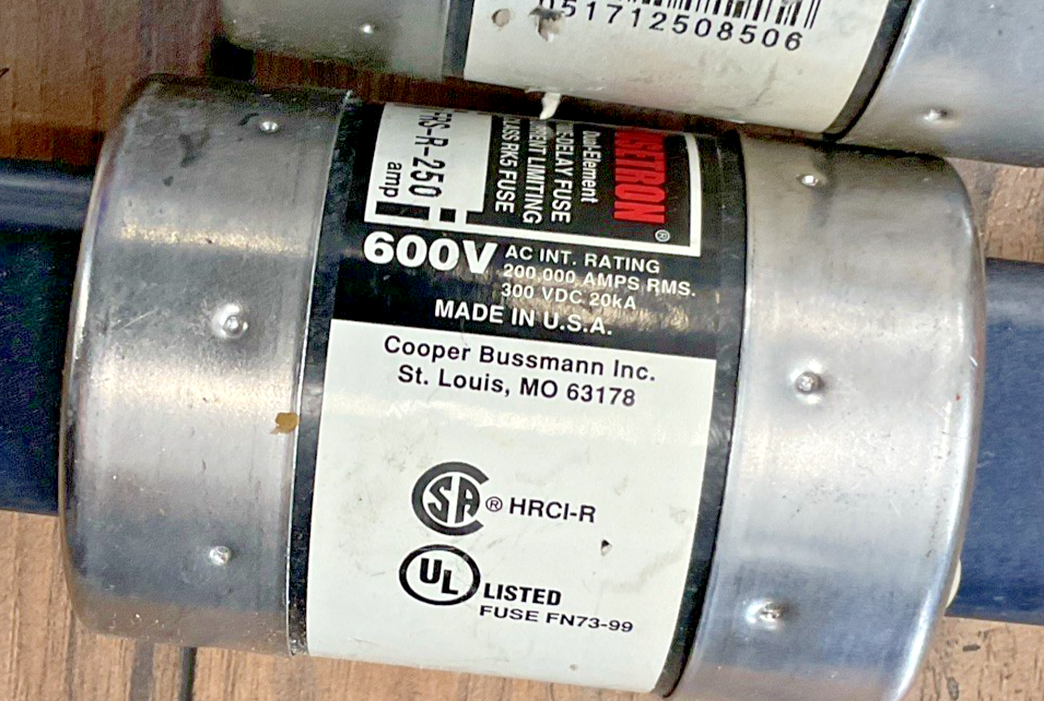 BUSSMANN FUSETRON FRS-R-250 FUSE 600VAC 300VDC RK5 ***LOTOF5***3