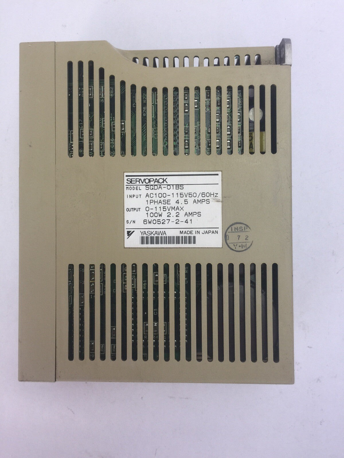 YASKAWA SGDA-01BS SERVOPACK INPUT 100-115VAC 1PH 4.5A OUTPUT 0-115V 100W 2.2AMPS2