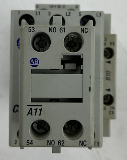 ALLEN BRADLEY 100-C30D*00 SER C CONTACTOR 600VAC 55A 3PH 25HP COIL 24VDC 100-F1