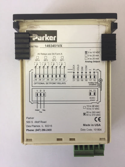 PARKER 1493451VX CDRO-40 PANEL METER CONTROLLER ANALOG OUTPUT 0-10VDC1