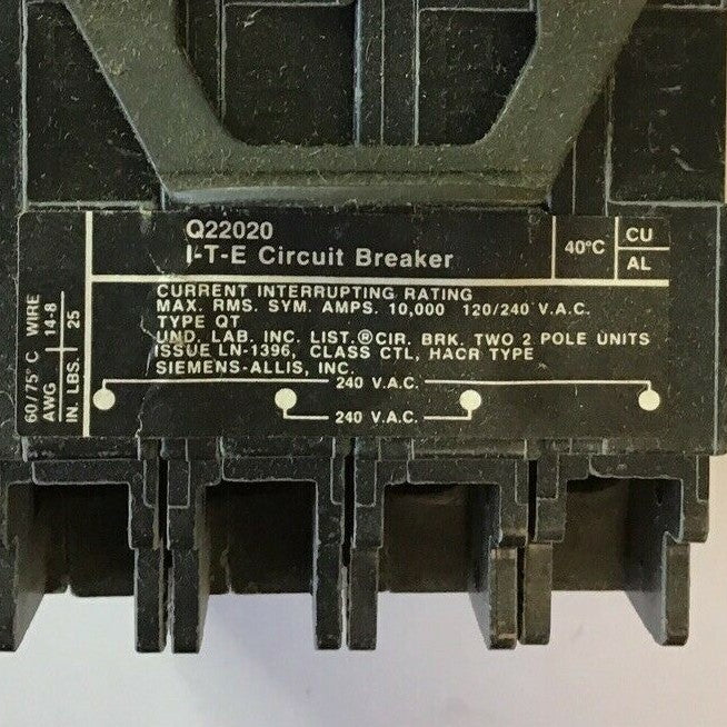 ITE Q22020 CIRCUIT BREAKER 20 AMP 2 POLE 1