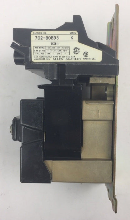 ALLEN BRADLEY 702-B0B93 AC CONTACTOR SER K SIZE 1 27 AMP 480V 60HZ 440V 50 HZ 4