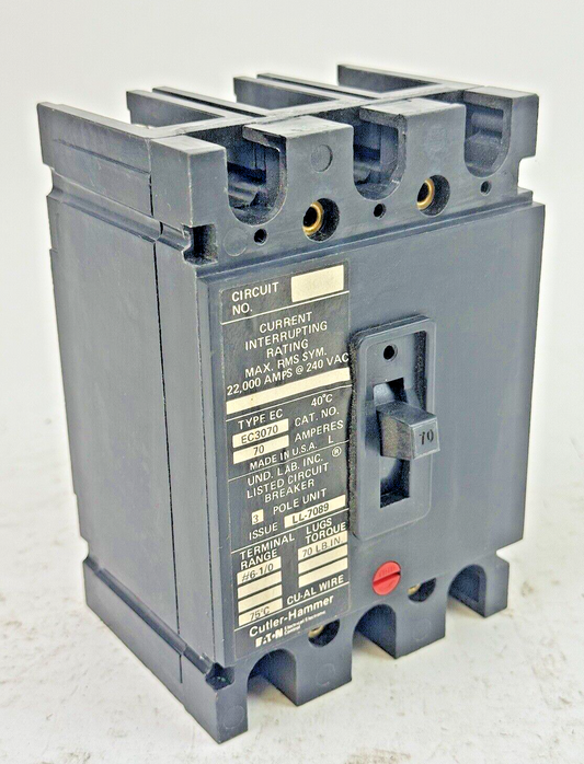 CUTLER-HAMMER - EC3070- CIRCUIT BREAKER - 70 A, 240 VAC, 3 POLE0