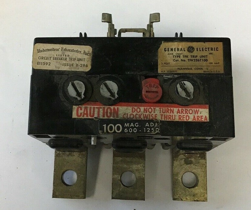 GE TFK236T100 100AMP TYPE TFK 3POLE TRIP UNIT0