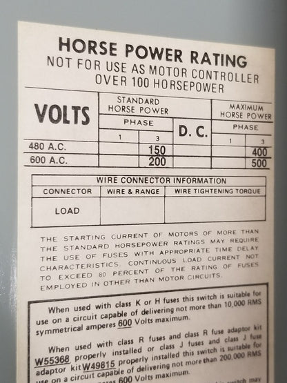 ITE SIEMENS VMS VMS366T 600 AMP 600V FUSIBLE PANEL PANELBOARD SWITCH2