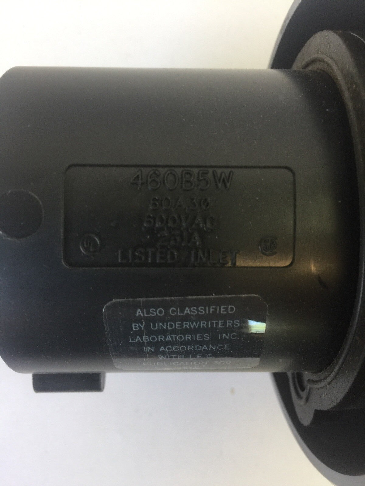 HUBBELL 460B5W PIN & SLEEVE WATERTIGHT INLET 60AMP 600VAC 3POLE 4 WIRE GROUNDING1