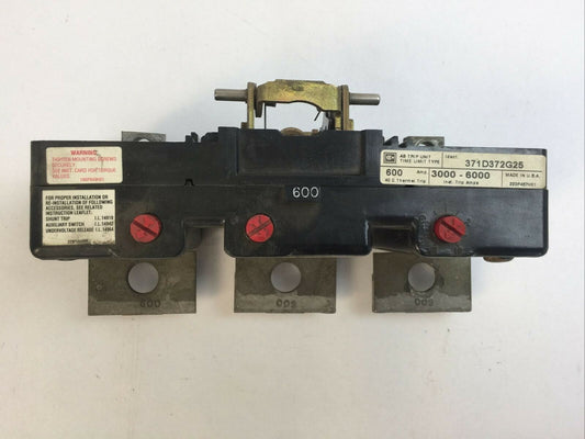 CUTLER HAMMER 371D372G25 AB TRIP UNIT 600AMP 3P INSTA TRIP 3000-6000A HMA3600T0