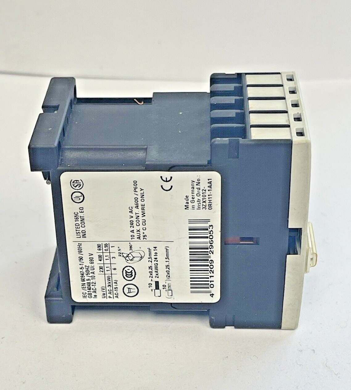 SIEMENS - 3RH1131-2BB40 - CONTROL RELAY - 10 A, 240 VAC, AUXILIARY CONTACT4