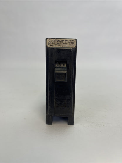 CUTLER HAMMER / WESTINGHOUSE QPHW1060 CIRCUIT BREAKER 60AMP 1POLE 120/240VAC0