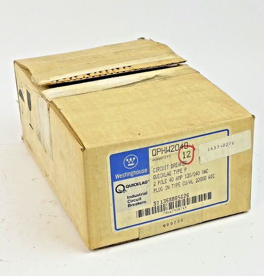 WESTINGHOUSE **BOX OF 12** - QPHW2040 - 40A/2 POLE/240 VAC/QUICKLAG/TYPE P - NEW0