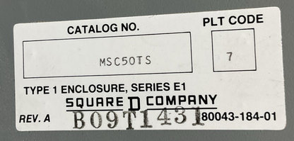SQUARE D MSC50TS BREAKER PANELBOARD TYPE 1 SER E1 200A 120/240V 150AMP MAIN1