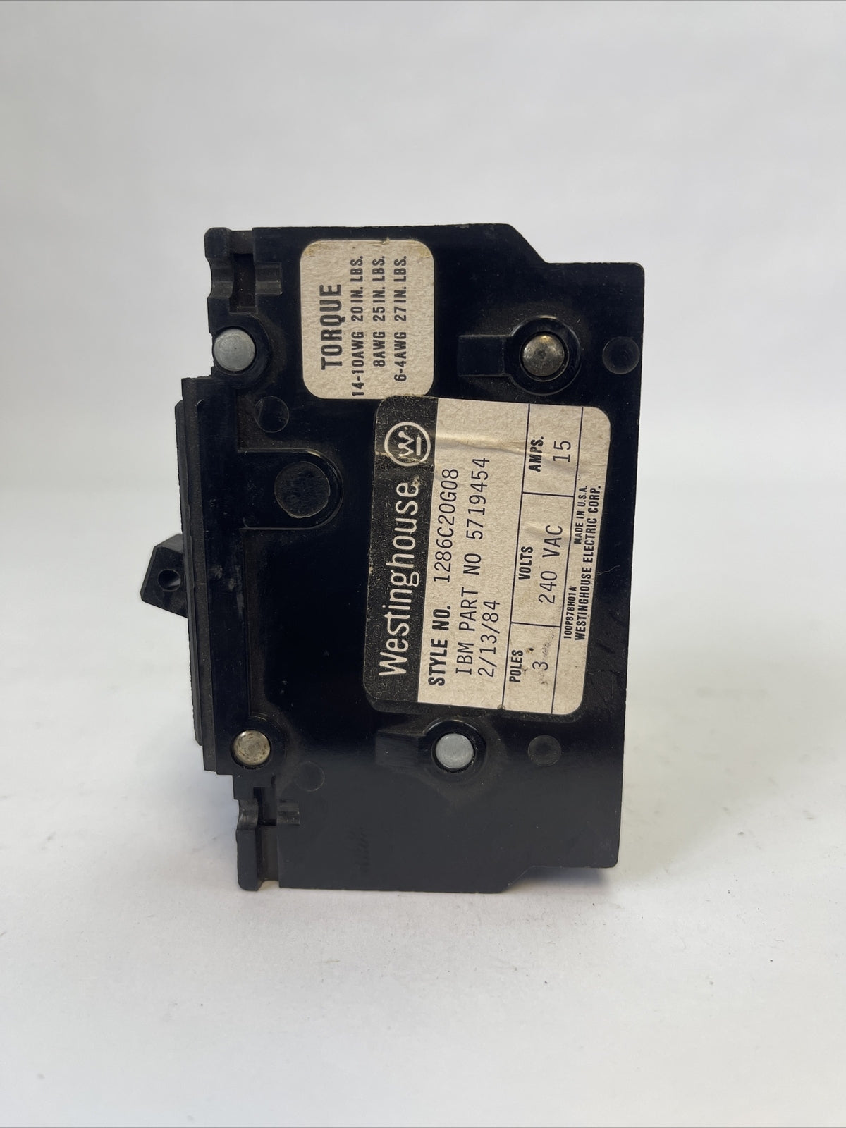 CUTLER HAMMER / WESTINGHOUSE QC3015H QUICKLAG C CIRCUIT BREAKER 15AMP 3P 240VAC4