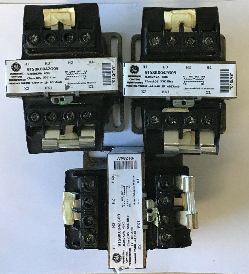 GENERAL ELECTRIC 9T58K0042G09 TRANSFORMER 0.050KVA 60HZ CLASS105 ***LOTOF3***0