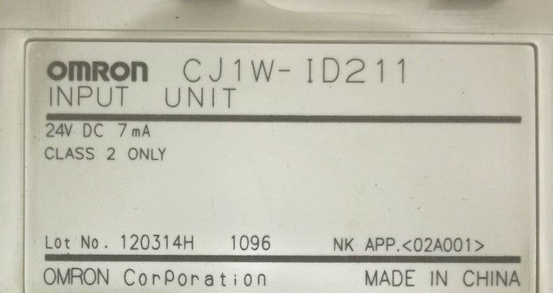 OMRON CJ1W-ID211 INPUT UNIT 24VDC 7mA1