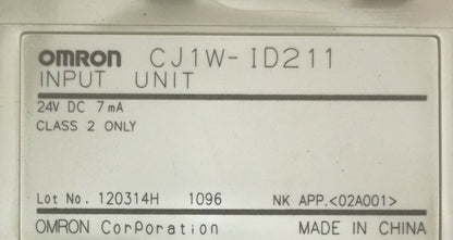 OMRON CJ1W-ID211 INPUT UNIT 24VDC 7mA1
