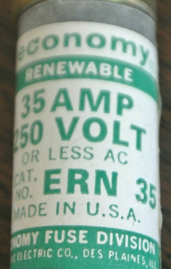 BOX of 10 / ECONOMY/ FPE / ERN35 RENEWABLE FUSE / 35A / 250V / NEW SURPLUS1