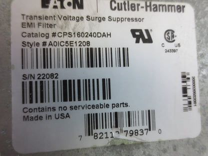 CUTLER-HAMMER CPS160240DAH TRANSIENT VOLTAGE SURGE SUPPRESSOR 240V, 30A 1