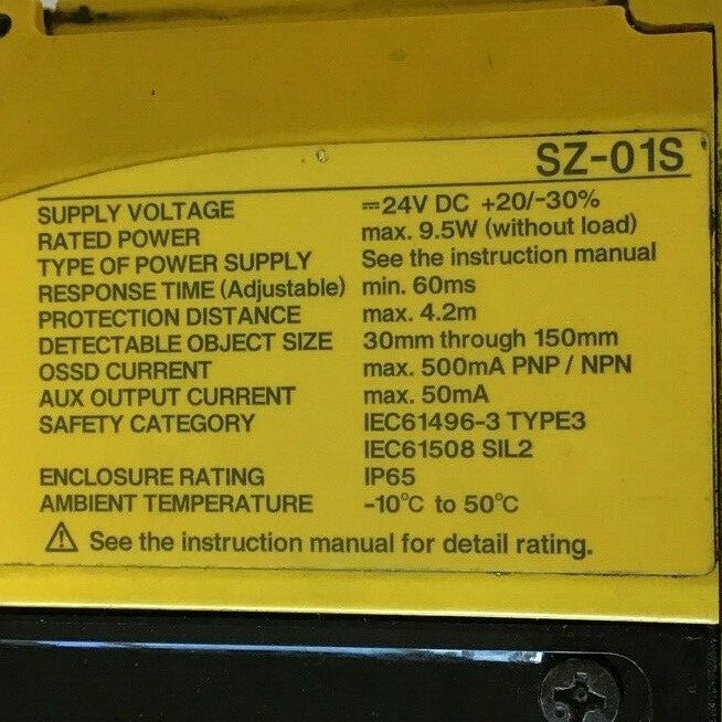 KEYENCE SZ-01S SAFETY LASER SCANNER 24VDC 9.5W ***PARTS***6
