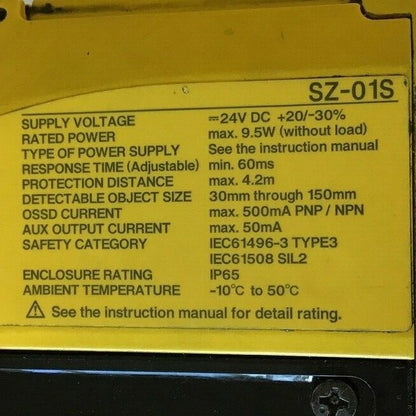 KEYENCE SZ-01S SAFETY LASER SCANNER 24VDC 9.5W ***PARTS***6