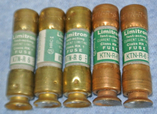 LOT of 5 / KTK-R-6 LIMITRON CLASS RK1 FUSE / 6A / 250V / NEW SURPLUS0
