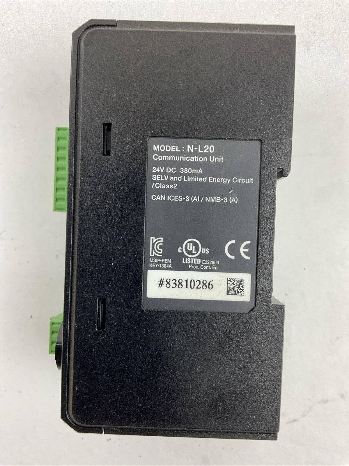 KEYENCE N-L20 24VDC 280mA ETHERNET CONNECTION COMMUNICATION UNIT1
