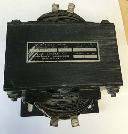 ALLEN BRADLEY X-148714 CONTROL CIRCUIT TRANSFORMER 60CY PRIM.480V/SEC.110V0