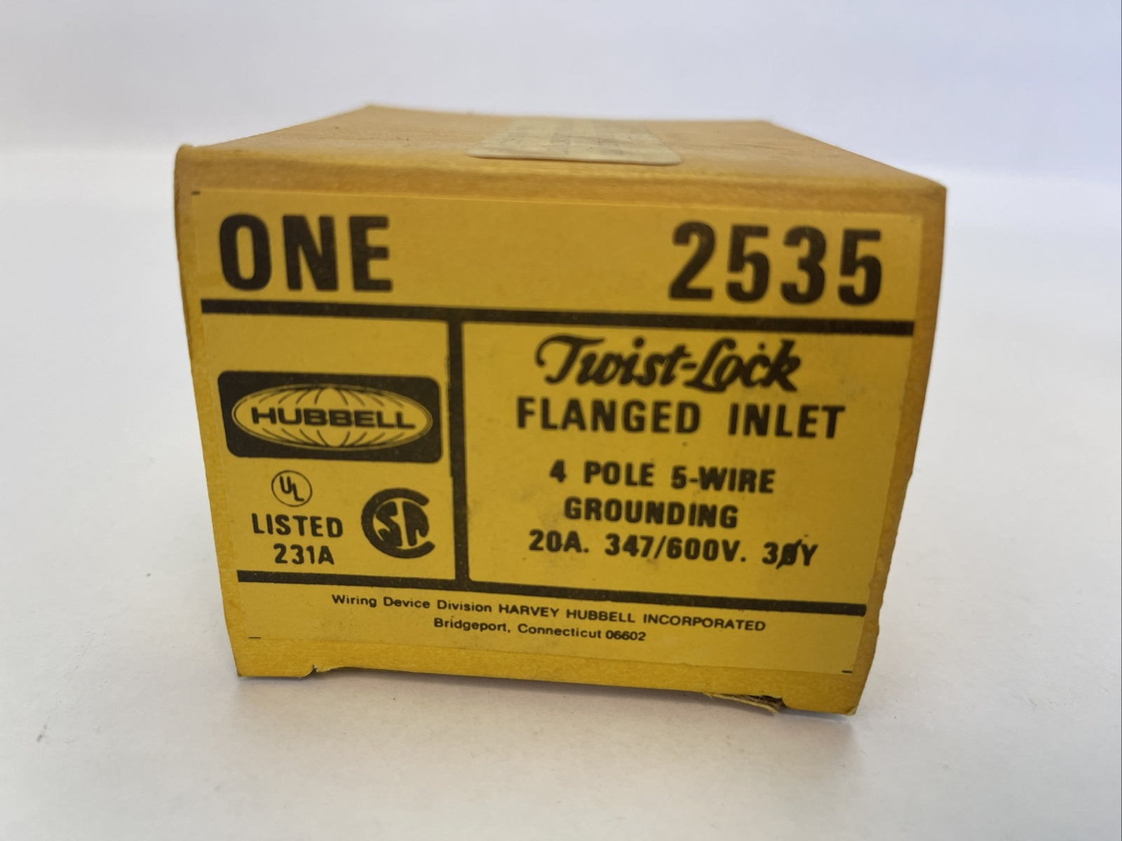 HUBBELL 2535 TWIST-LOCK FLANGED INLET 4POLE 5WIRE GROUNDING 20A 347/600V1