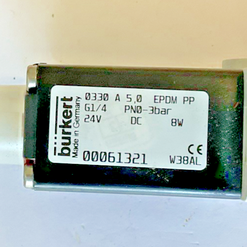 BURKERT 0330 A 5.0 SOLENIOD VALVE 3BAR  24VDC 8W4