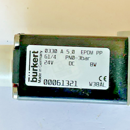 BURKERT 0330 A 5.0 SOLENIOD VALVE 3BAR  24VDC 8W4