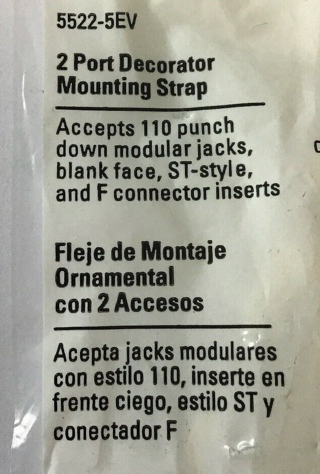 COOPER WIRING DEVICES 5522-5EV IVORY 2 PORT DECORATOR MOUNTING STRAP***LOTOF9***2