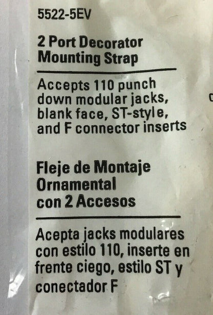 COOPER WIRING DEVICES 5522-5EV IVORY 2 PORT DECORATOR MOUNTING STRAP***LOTOF9***2
