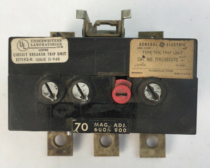 GE TFK236T070 TRIP UNIT 70AMP INST TRIP 600-900AMP 3POLE0