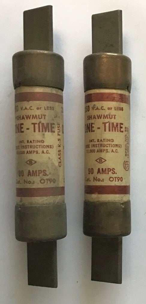 GOULD SHAWMUT OT90 ONE-TIME FUSE CLASS K-5 250VAC ****LOTOF2****0