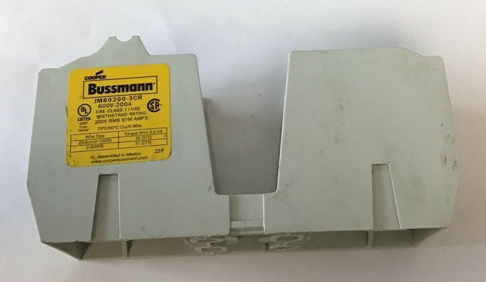 BUSSMANN JM60200-3CR FUSE HOLDER 600V-200A TAB BROKEN0