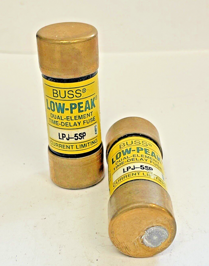 BUSSMANN *LOT OF 2*  LPJ-5SP  600 VAC TIME-DELAY DUAL-ELEMENT LOW-PEAK2