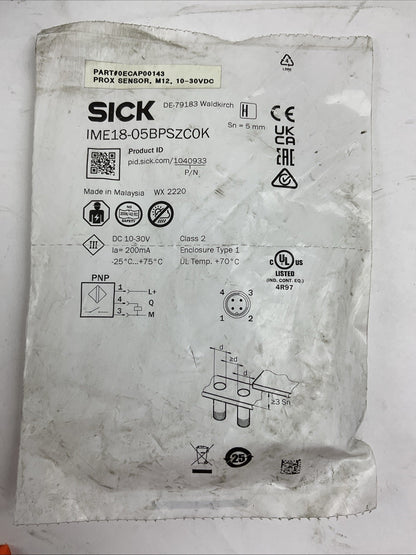 SICK IME18-05BPSZCOK PROXIMITY SENSOR 10-30VDC0
