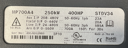 EMERSON MP700A4 DC DRIVE 250kW 400HP STDV341