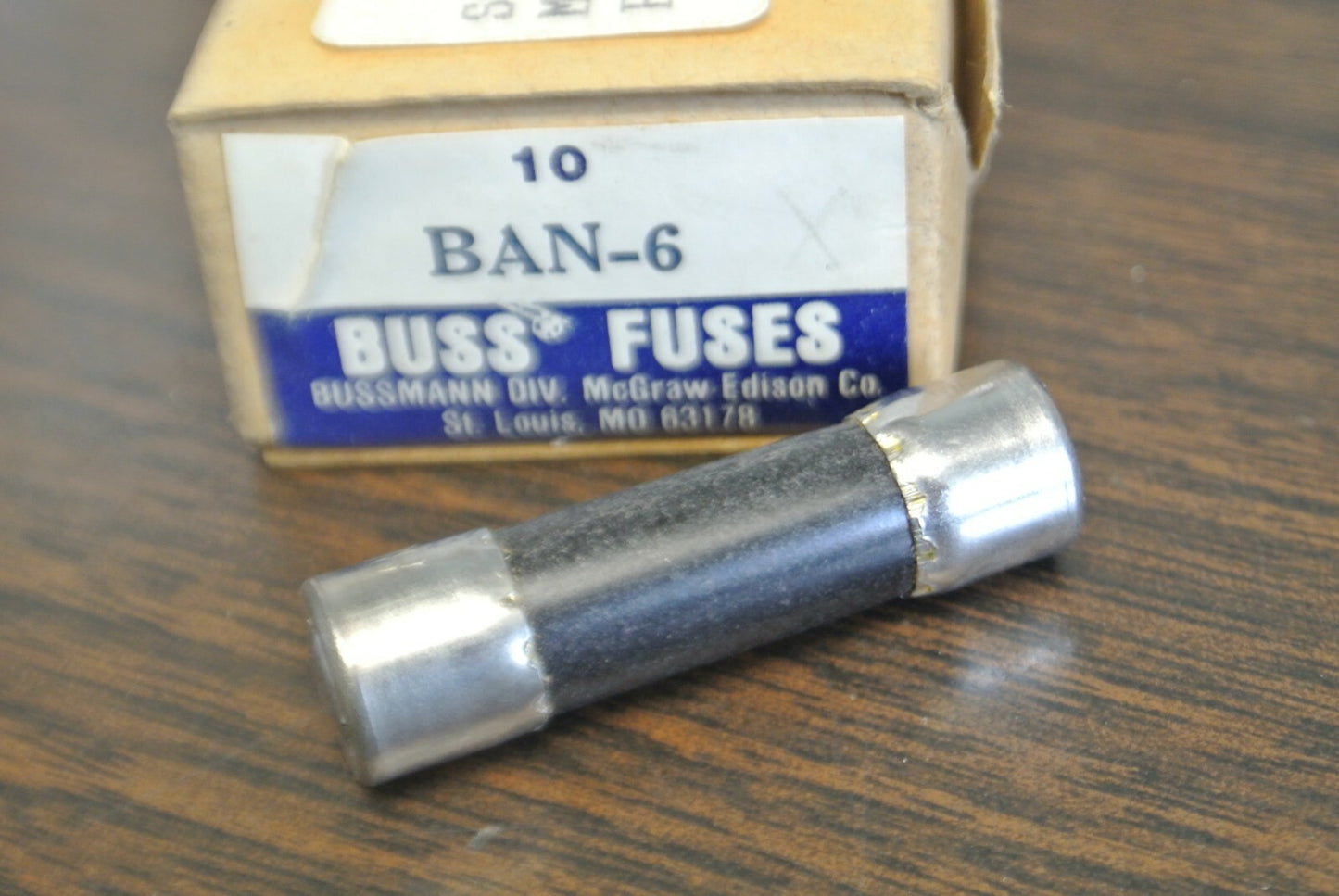 BOX of 10 / BUSS BAN-6 MIDGET FUSE / 6A / 250V / NEW SURPLUS / BAN61