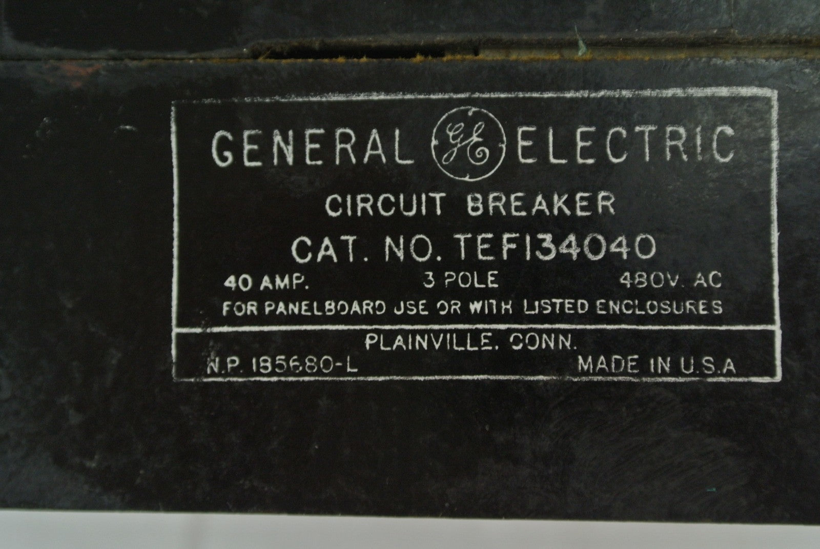 GE TEF134040 CIRCUIT BREAKER - 480VAC, 40A, 3-POLE1