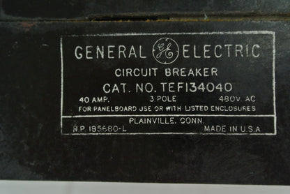 GE TEF134040 CIRCUIT BREAKER - 480VAC, 40A, 3-POLE1