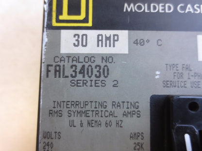 SQUARE D FAL34030 MOLDED CASE CIRCUIT BREAKER - 30A, 240VAC1