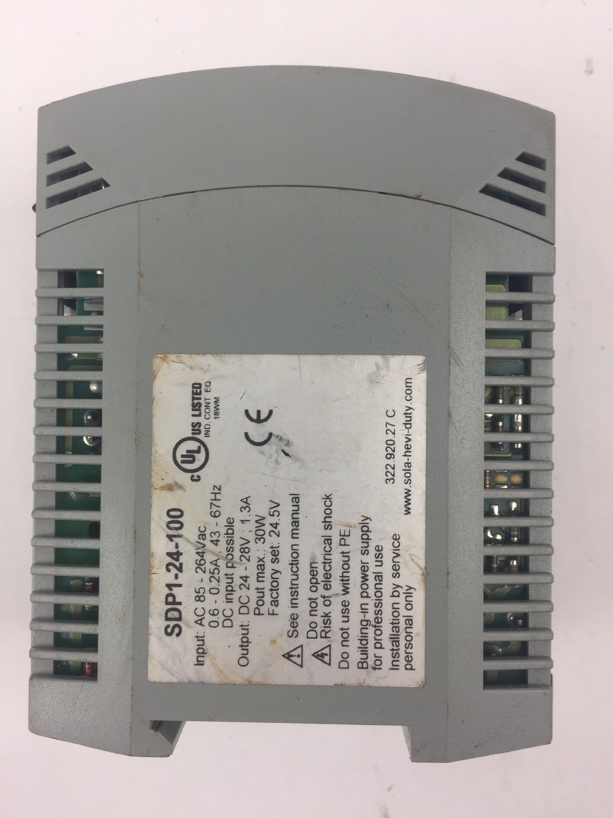 SOLA SDP 1-24-100 POWER SUPPLY 24VDC/1.3A 85-264VAC/0.6-0.25A 43-67HZ1