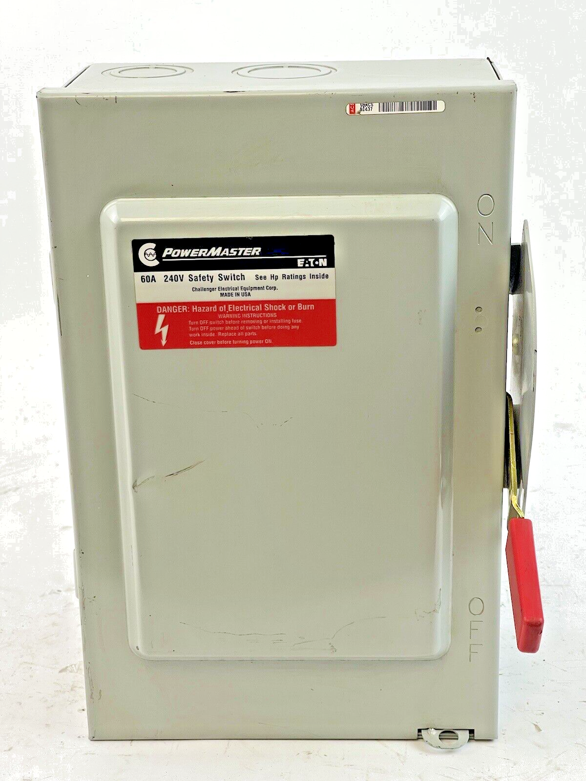 EATON - POWER MASTER - G322SNK - SAFETY SWITCH W/FUSES - 60 A, 240 VAC, TYPE 11