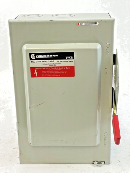 EATON - POWER MASTER - G322SNK - SAFETY SWITCH W/FUSES - 60 A, 240 VAC, TYPE 11