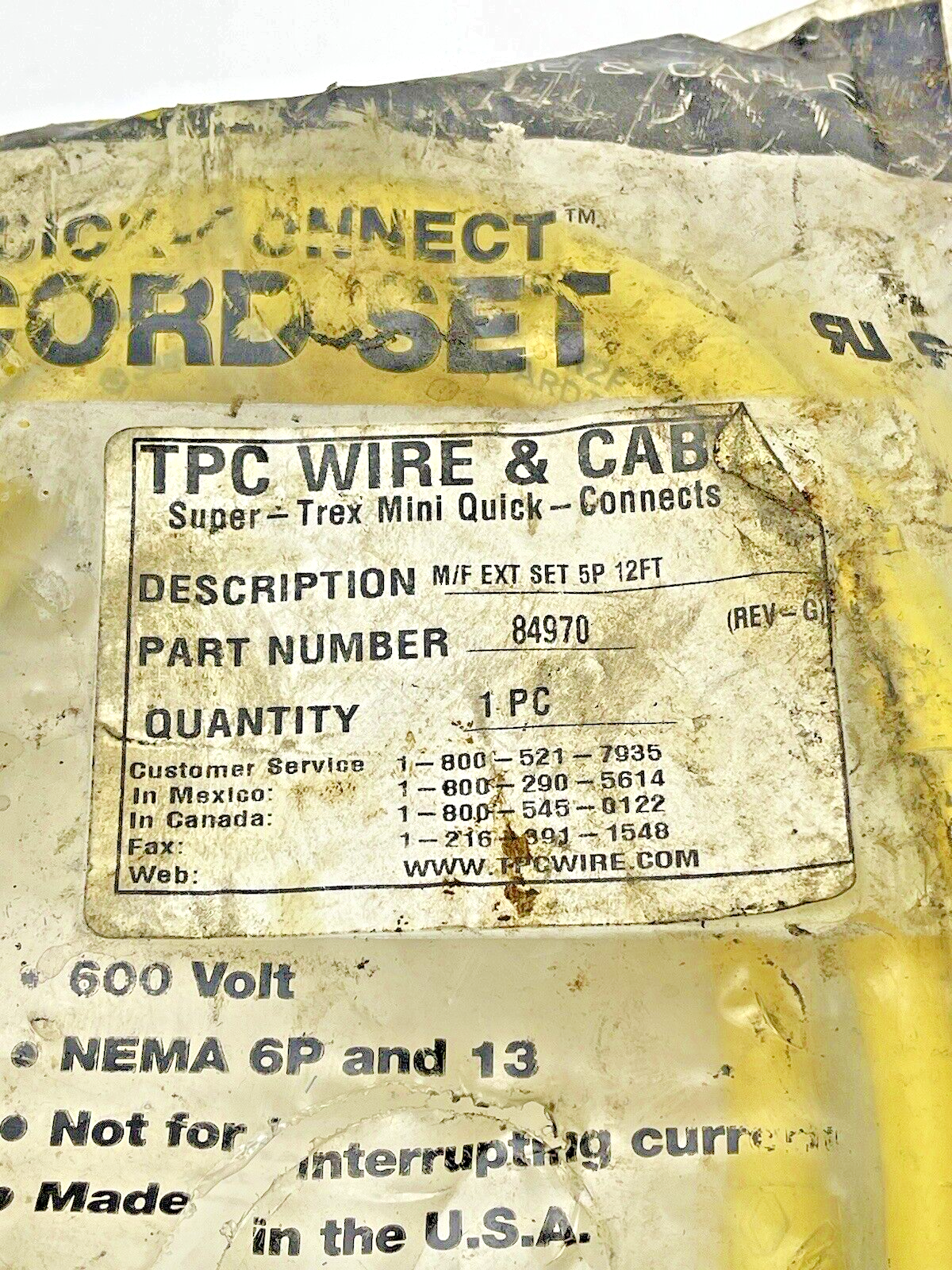 TPC/ SUPER-TREX - 84970 - M/F EXT 5P 12FT CORDSET MINI QUICK CONNECTS2